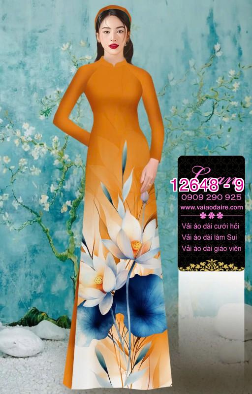 Vải áo dài hoa sen in 3D