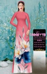 Vải áo dài hoa sen in 3D