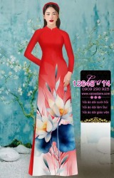 Vải áo dài hoa sen in 3D