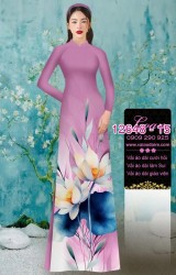 Vải áo dài hoa sen in 3D