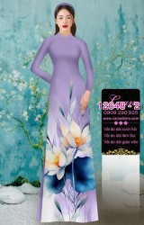 Vải áo dài hoa sen in 3D