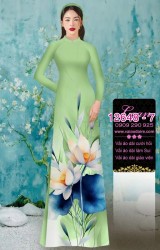 Vải áo dài hoa sen in 3D