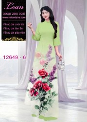 Vải áo dài hoa hồng in 3D