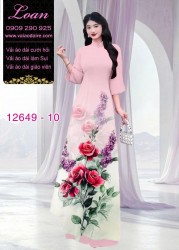 Vải áo dài hoa hồng in 3D