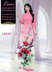 Vải áo dài hoa hồng in 3D