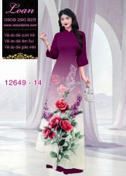 Vải áo dài hoa hồng in 3D