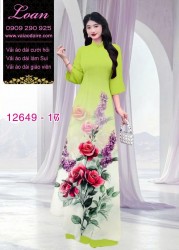 Vải áo dài hoa hồng in 3D