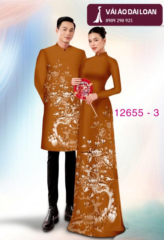 Vải áo dài cặp đôi - họa tiết hoa cảnh