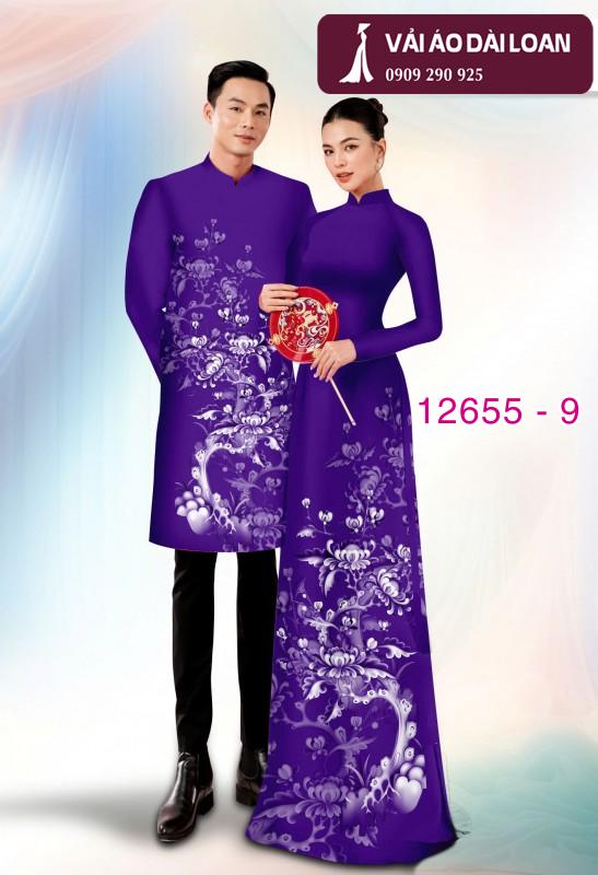 Vải áo dài cặp đôi - họa tiết hoa cảnh