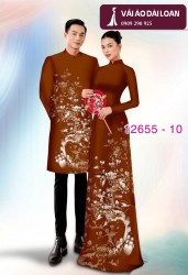 Vải áo dài cặp đôi - họa tiết hoa cảnh