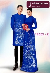 Vải áo dài cặp đôi - họa tiết hoa cảnh