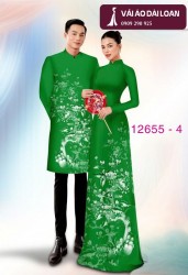 Vải áo dài cặp đôi - họa tiết hoa cảnh