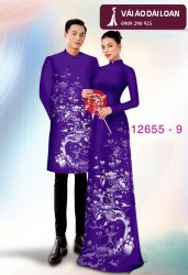 Vải áo dài cặp đôi - họa tiết hoa cảnh