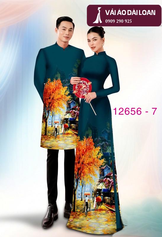 Vải áo dài cặp đôi - họa tiết phong cảnh Vải áo dài cặp đôi - họa tiết phong cảnh