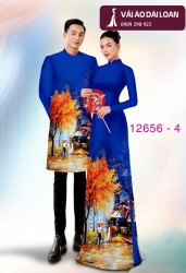 Vải áo dài cặp đôi - họa tiết phong cảnh