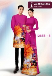 Vải áo dài cặp đôi - họa tiết phong cảnh