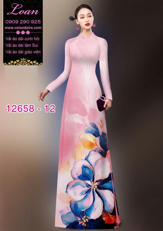 Vải áo dài hoa in 3D Vải áo dài hoa in 3D