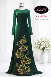 Vải áo dài kết pha lê đơn giản