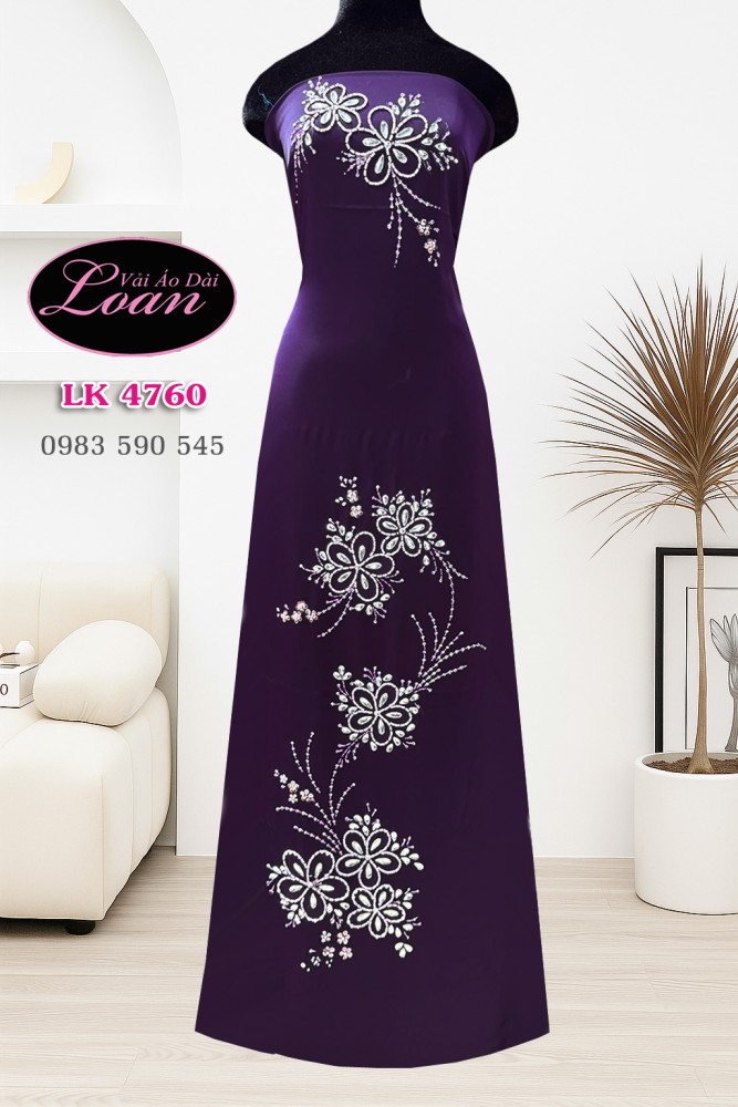 Vải áo dài kết pha lê đơn giản