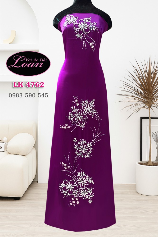 Vải áo dài kết pha lê đơn giản