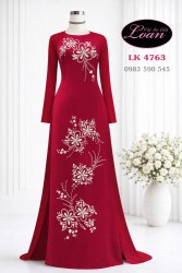 Vải áo dài kết pha lê đơn giản