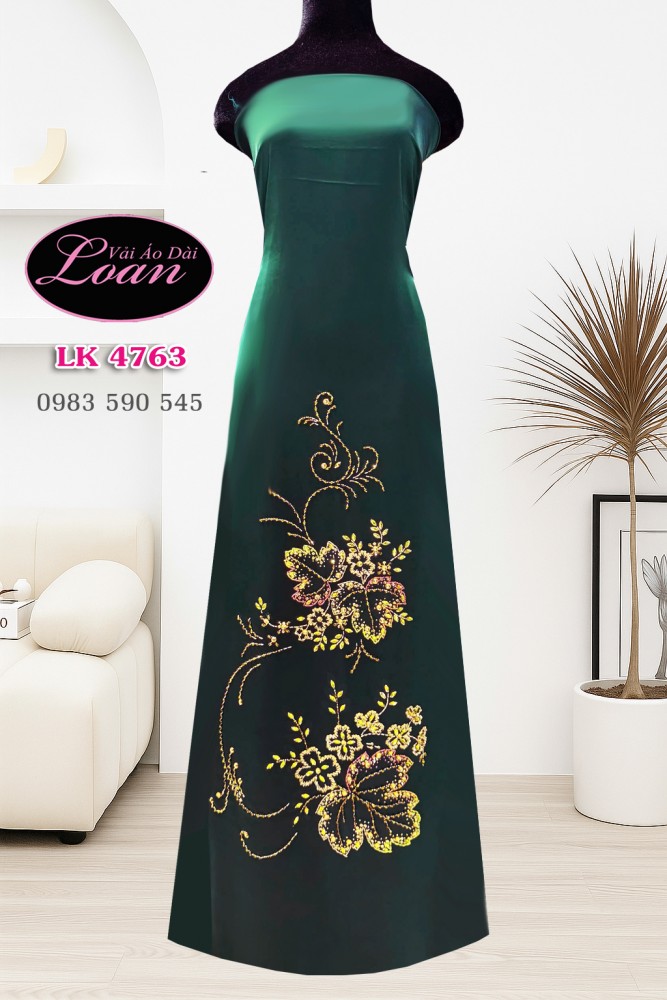 Vải áo dài kết pha lê đơn giản
