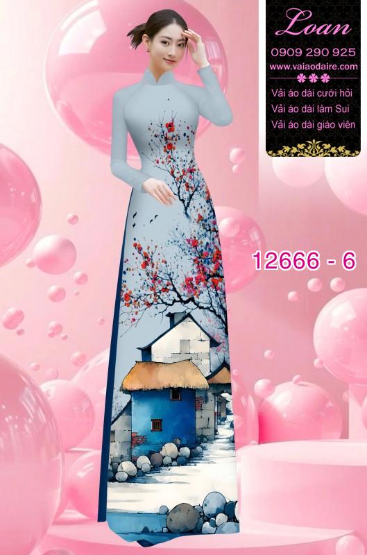 Vải áo dài phong cảnh in 3D