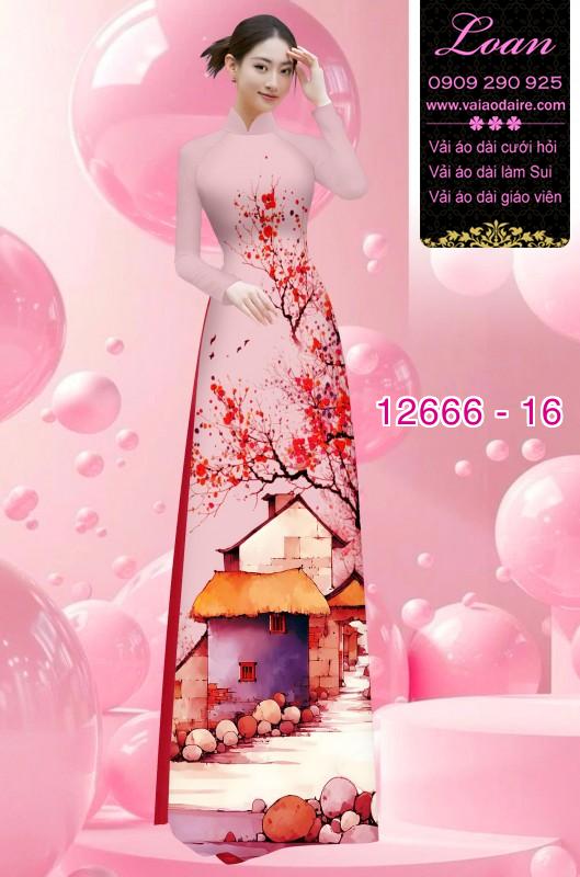 Vải áo dài phong cảnh in 3D