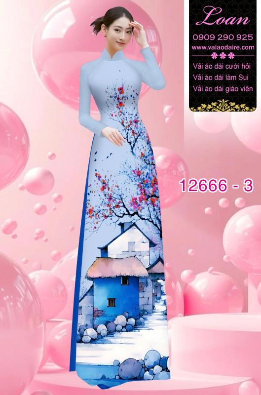 Vải áo dài phong cảnh in 3D