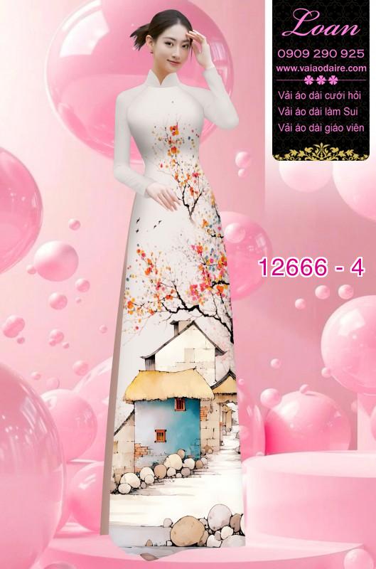 Vải áo dài phong cảnh in 3D