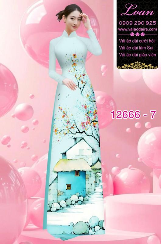 Vải áo dài phong cảnh in 3D