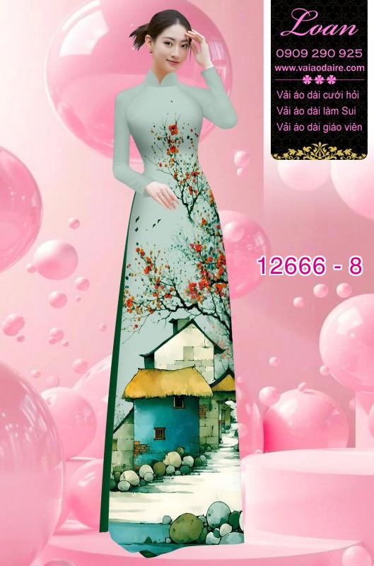 Vải áo dài phong cảnh in 3D