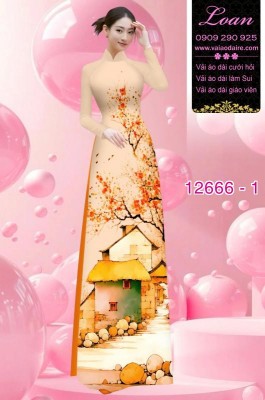 Vải áo dài phong cảnh in 3D-DT 12666