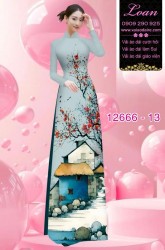 Vải áo dài phong cảnh in 3D