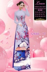 Vải áo dài phong cảnh in 3D