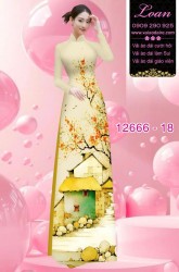 Vải áo dài phong cảnh in 3D