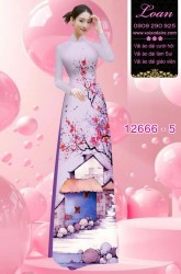 Vải áo dài phong cảnh in 3D