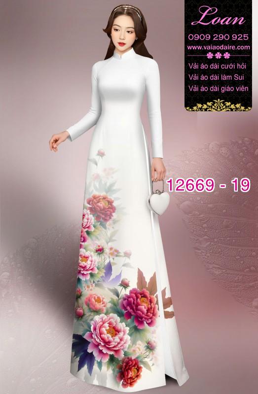 Vải áo dài hoa in 3D