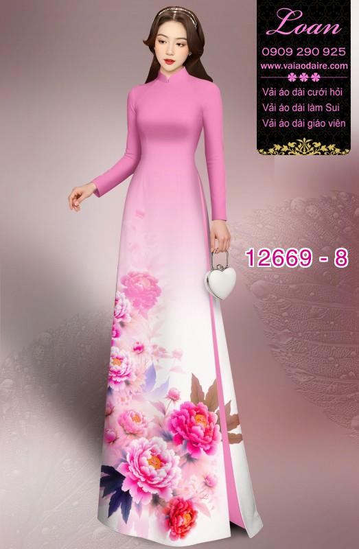 Vải áo dài hoa in 3D