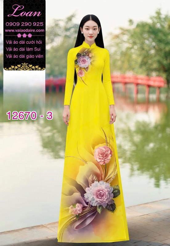 Vải áo dài hoa in 3D