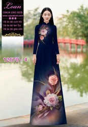 Vải áo dài hoa in 3D