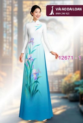 Vải áo dài hoa in 3D-DT 12671