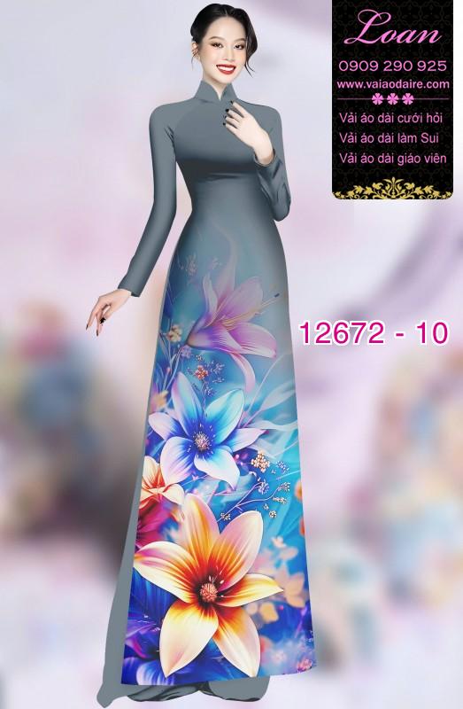 Vải áo dài hoa in 3D