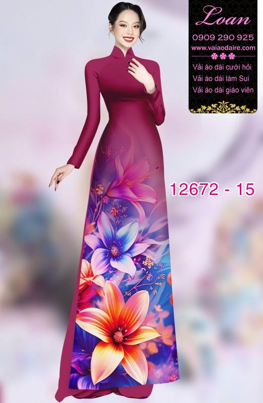 Vải áo dài hoa in 3D