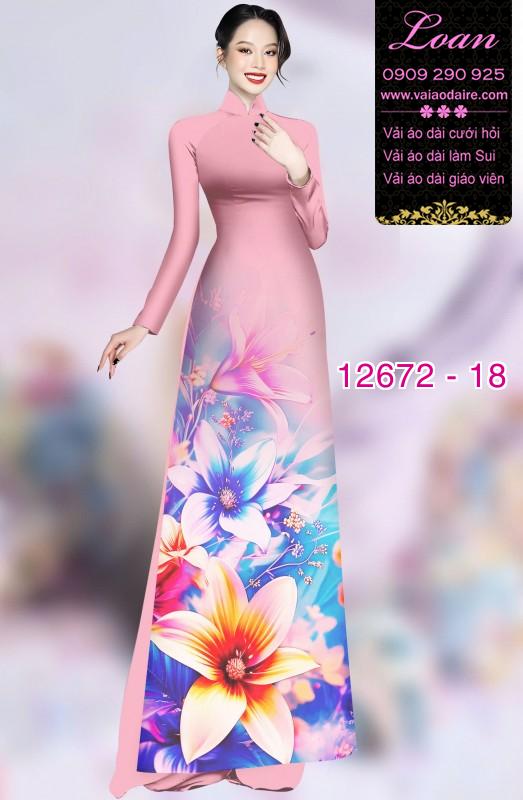 Vải áo dài hoa in 3D