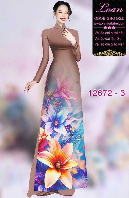 Vải áo dài hoa in 3D