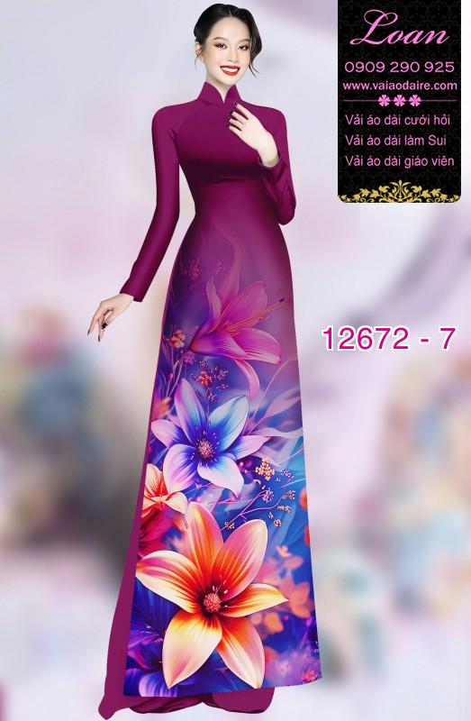 Vải áo dài hoa in 3D