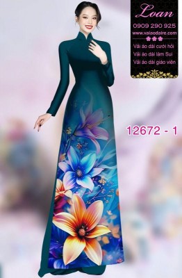 Vải áo dài hoa in 3D-DT 12672