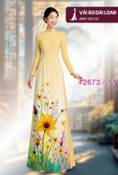 Vải áo dài hoa in 3D