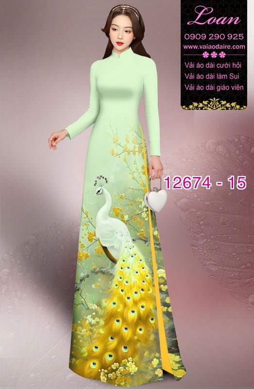 Vải áo dài chim công in 3D